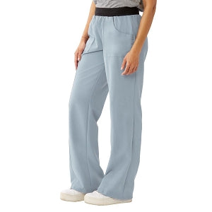 Medline Pacific ave Women's Stretch Fabric Wide Waistband Scrub Pants - Pacific ave Women's Wide Waistband Scrub Pants with Cargo Pocket, Size L Petite Inseam, Light Gray - 5570GRYLP