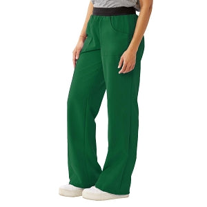 Medline Pacific ave Women's Stretch Fabric Wide Waistband Scrub Pants - Pacific ave Women's Wide Waistband Scrub Pants with Cargo Pocket, Size L Petite Inseam, Hunter Green - 5570HTRLP