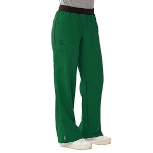 Medline Pacific ave Women's Stretch Fabric Wide Waistband Scrub Pants - Pacific ave Women's Wide Waistband Scrub Pants with Cargo Pocket, Size L Tall Inseam, Hunter Green - 5570HTRLT