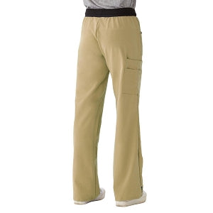 Medline Pacific ave Women's Stretch Fabric Wide Waistband Scrub Pants - Pacific ave Women's Wide Waistband Scrub Pants with Cargo Pocket, Size L Tall Inseam, Khaki - 5570KHKLT