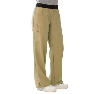 Medline Pacific ave Women's Stretch Fabric Wide Waistband Scrub Pants - Pacific ave Women's Wide Waistband Scrub Pants with Cargo Pocket, Size L Tall Inseam, Khaki - 5570KHKLT