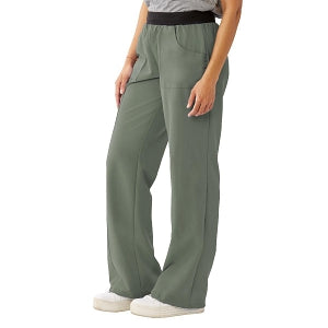 Medline Pacific ave Women's Stretch Fabric Wide Waistband Scrub Pants - Pacific ave Women's Wide Waistband Scrub Pants with Cargo Pocket, Size L Regular Inseam, Olive - 5570OLVL