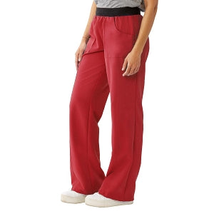 Medline Pacific ave Women's Stretch Fabric Wide Waistband Scrub Pants - Pacific ave Women's Wide Waistband Scrub Pants with Cargo Pocket, Size L Tall Inseam, Red - 5570REDLT