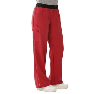 Medline Pacific ave Women's Stretch Fabric Wide Waistband Scrub Pants - Pacific ave Women's Wide Waistband Scrub Pants with Cargo Pocket, Size L Tall Inseam, Red - 5570REDLT