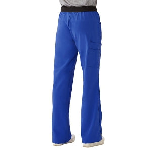 Medline Pacific ave Women's Stretch Fabric Wide Waistband Scrub Pants - Pacific ave Women's Wide Waistband Scrub Pants with Cargo Pocket, Size L Petite Inseam, Royal Blue - 5570RYLLP