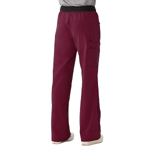 Medline Pacific ave Women's Stretch Fabric Wide Waistband Scrub Pants - Pacific ave Women's Wide Waistband Scrub Pants with Cargo Pocket, Size L Tall Inseam, Wine - 5570WNELT