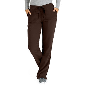 Medline Melrose ave Women's Stretch Fabric Boot Cut Scrub Pants - Melrose ave Women's Drawstring / Elastic Waist Boot Cut Scrub Pants with 3 Pockets, Size L Petite Inseam, Chocolate - 5580CHCLP