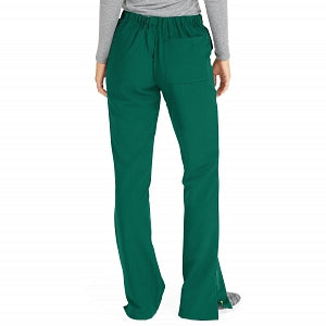 Medline Melrose ave Women's Stretch Fabric Boot Cut Scrub Pants - Melrose ave Women's Drawstring / Elastic Waist Boot Cut Scrub Pants with 3 Pockets, Size L Petite Inseam, Hunter Green - 5580HTRLP