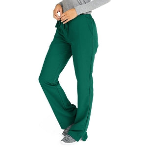 Medline Melrose ave Women's Stretch Fabric Boot Cut Scrub Pants - Melrose ave Women's Drawstring / Elastic Waist Boot Cut Scrub Pants with 3 Pockets, Size L Petite Inseam, Hunter Green - 5580HTRLP