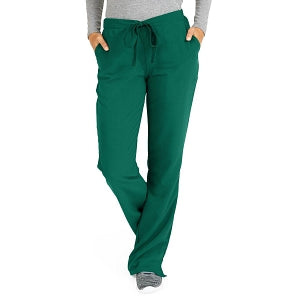 Medline Melrose ave Women's Stretch Fabric Boot Cut Scrub Pants - Melrose ave Women's Drawstring / Elastic Waist Boot Cut Scrub Pants with 3 Pockets, Size L Petite Inseam, Hunter Green - 5580HTRLP