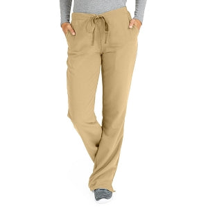 Medline Melrose ave Women's Stretch Fabric Boot Cut Scrub Pants - Melrose ave Women's Drawstring / Elastic Waist Boot Cut Scrub Pants with 3 Pockets, Size L Petite Inseam, Khaki - 5580KHKLP