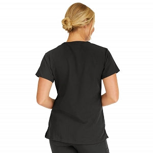 Medline Berkeley ave Women's Stretch Fabric Tunic Scrub Top with Pockets - Berkeley ave Women's Tunic Scrub Top with 3 Pockets, Size M, Black - 5582BLKM