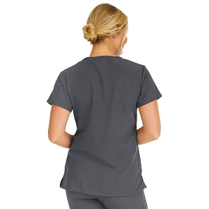 Medline Berkeley ave Women's Stretch Fabric Tunic Scrub Top with Pockets - Berkeley ave Women's Tunic Scrub Top with 3 Pockets, Size L, Charcoal - 5582CHRL