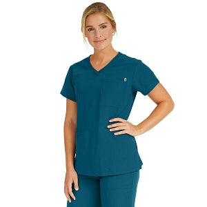 Medline Berkeley ave Women's Stretch Fabric Tunic Scrub Top with Pockets - Berkeley ave Women's Tunic Scrub Top with 3 Pockets, Size M, Caribbean Blue - 5582CRBM