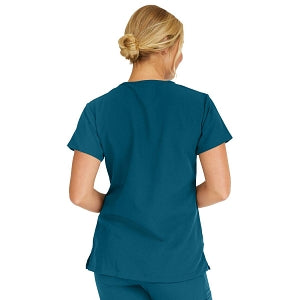 Medline Berkeley ave Women's Stretch Fabric Tunic Scrub Top with Pockets - Berkeley ave Women's Tunic Scrub Top with 3 Pockets, Size S, Caribbean Blue - 5582CRBS