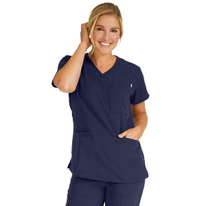 Medline Berkeley ave Women's Stretch Fabric Tunic Scrub Top with Pockets - Berkeley ave Women's Tunic Scrub Top with 3 Pockets, Size L, Navy - 5582NVYL