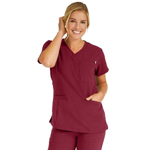 Medline Berkeley ave Women's Stretch Fabric Tunic Scrub Top with Pockets - Berkeley ave Women's Tunic Scrub Top with 3 Pockets, Size M, Wine - 5582WNEM