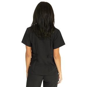 Medline Park Ave Women's Stretch Fabric Mock Wrap Scrub Top with Pockets - Park ave Women's Mock Wrap Scrub Top with 2 Pockets, Size L, Black - 5587BLKL