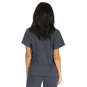 Medline Park Ave Women's Stretch Fabric Mock Wrap Scrub Top with Pockets - Park ave Women's Mock Wrap Scrub Top with 2 Pockets, Size L, Charcoal - 5587CHRL