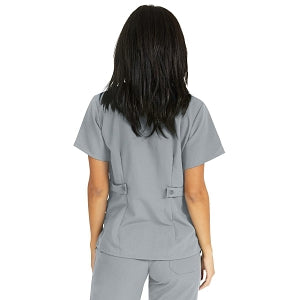 Medline Park Ave Women's Stretch Fabric Mock Wrap Scrub Top with Pockets - Park ave Women's Mock Wrap Scrub Top with 2 Pockets, Size L, Light Gray - 5587GRYL