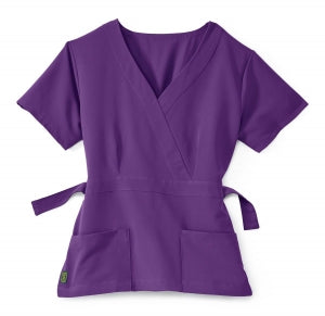 Medline Park Ave Women's Stretch Fabric Mock Wrap Scrub Top with Pockets - Park ave Women's Mock Wrap Scrub Top with 2 Pockets, Size L, Regal Purple - 5587RPLL