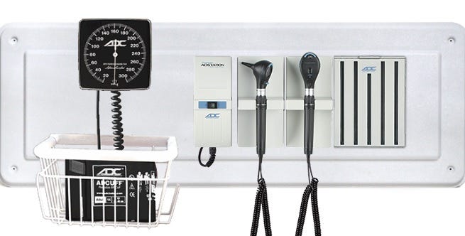 American Diagnostics Corp Diagnostix Adstation Wall Systems - Diagnostix Adstation Wall System with Halogen / Xenon Otoscope, Halogen / Xenon Ophthalmoscope and Specula Dispenser - 5610X-37W