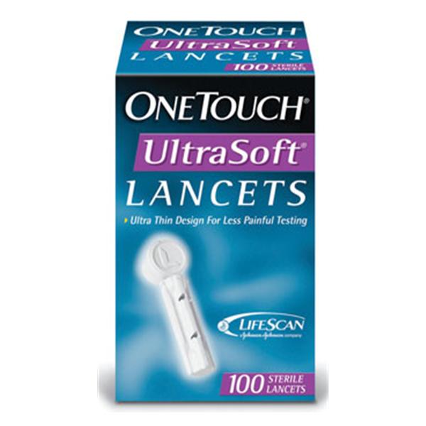 Lifescan Lancet OneTouch UltraSoft 28g Thn Strl Wht Incision Device 100/Bx, 24 BX/CA (2039301)