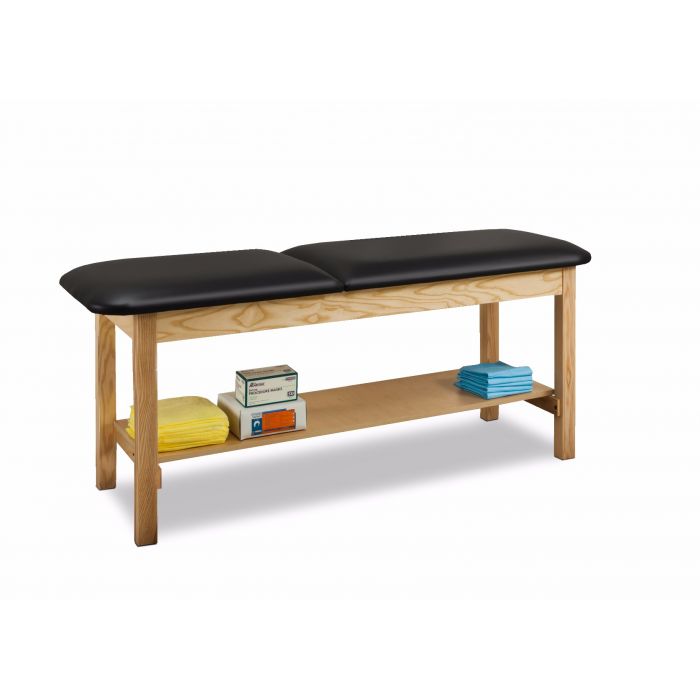 Clinton Wooden H-Brace Table with Shelf