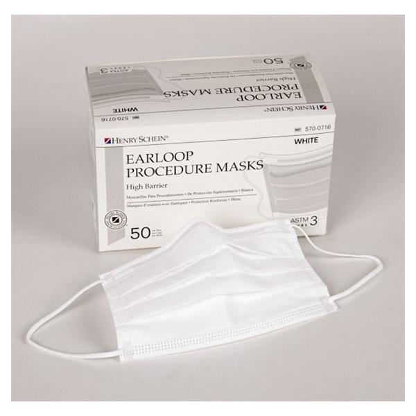 Henry Schein  Face Mask Earloop HSI Extra Protection White 50/Bx, 6 BX/CA (5700716)