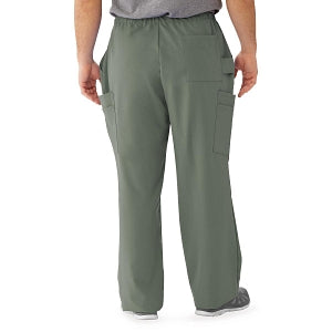 Medline Illinois Avenue Men's Athletic Cargo Scrub Pants with 7 Pockets - Illinois ave Men's Athletic Cargo Scrub Pants with 7 Pockets, Size L Tall Inseam, Olive - 5800OLVLT