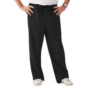 Medline Newport ave Unisex Stretch Fabric Scrub Pants with Drawstring - Newport ave Unisex Drawstring Waist Scrub Pants with 3 Pockets, Size 4XL Tall Inseam, Black - 5900BLK4XLT