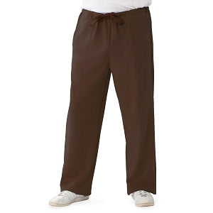 Medline Newport ave Unisex Stretch Fabric Scrub Pants with Drawstring - Newport ave Unisex Drawstring Waist Scrub Pants with 3 Pockets, Size 5XL Regular Inseam, Chocolate - 5900CHC5XL