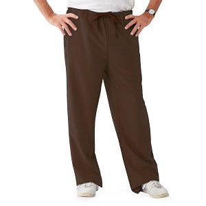 Medline Newport ave Unisex Stretch Fabric Scrub Pants with Drawstring - Newport ave Unisex Drawstring Waist Scrub Pants with 3 Pockets, Size L Petite Inseam, Chocolate - 5900CHCLP