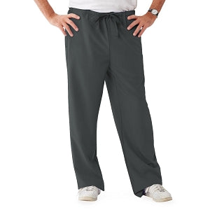 Medline Newport ave Unisex Stretch Fabric Scrub Pants with Drawstring - Newport ave Unisex Drawstring Waist Scrub Pants with 3 Pockets, Size 4XL Petite Inseam, Charcoal - 5900CHR4XLP