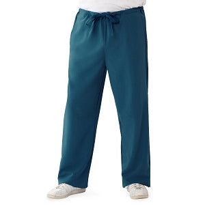 Medline Newport ave Unisex Stretch Fabric Scrub Pants with Drawstring - Newport ave Unisex Drawstring Waist Scrub Pants with 3 Pockets, Size 4XL Petite Inseam, Caribbean Blue - 5900CRB4XLP