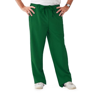 Medline Newport ave Unisex Stretch Fabric Scrub Pants with Drawstring - Newport ave Unisex Drawstring Waist Scrub Pants with 3 Pockets, Size 4XL Petite Inseam, Hunter Green - 5900HTR4XLP