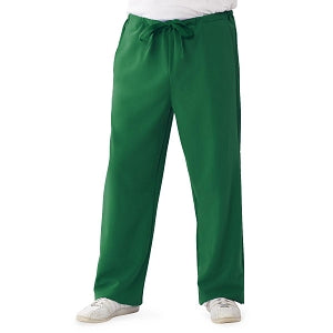 Medline Newport ave Unisex Stretch Fabric Scrub Pants with Drawstring - Newport ave Unisex Drawstring Waist Scrub Pants with 3 Pockets, Size 5XL Regular Inseam, Hunter Green - 5900HTR5XL