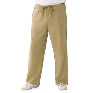 Medline Newport ave Unisex Stretch Fabric Scrub Pants with Drawstring - Newport ave Unisex Drawstring Waist Scrub Pants with 3 Pockets, Size 4XL Petite Inseam, Khaki - 5900KHK4XLP