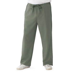 Medline Newport ave Unisex Stretch Fabric Scrub Pants with Drawstring - Newport ave Unisex Drawstring Waist Scrub Pants with 3 Pockets, Size XS Regular Inseam, Olive - 5900OLVXS