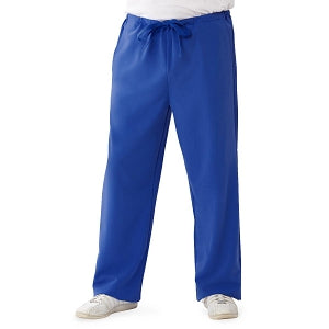 Medline Newport ave Unisex Stretch Fabric Scrub Pants with Drawstring - Newport ave Unisex Drawstring Waist Scrub Pants with 3 Pockets, Size 4XL Petite Inseam, Royal Blue - 5900RYL4XLP