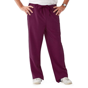 Medline Newport ave Unisex Stretch Fabric Scrub Pants with Drawstring - Newport ave Unisex Drawstring Waist Scrub Pants with 3 Pockets, Size 5XL Petite Inseam, Wine - 5900WNE5XLP