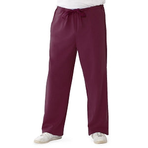 Medline Newport ave Unisex Stretch Fabric Scrub Pants with Drawstring - Newport ave Unisex Drawstring Waist Scrub Pants with 3 Pockets, Size 5XL Petite Inseam, Wine - 5900WNE5XLP