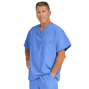 Medline Fifth ave Unisex Stretch Fabric V-Neck Scrub Top with 1 Pocket - Fifth ave Unisex V-Neck Scrub Top with 1 Pocket, Size 5XL, Ceil Blue - 5910CBL5XL