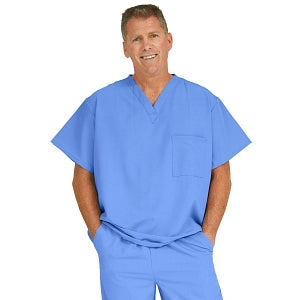 Medline Fifth ave Unisex Stretch Fabric V-Neck Scrub Top with 1 Pocket - Fifth ave Unisex V-Neck Scrub Top with 1 Pocket, Size 5XL, Ceil Blue - 5910CBL5XL