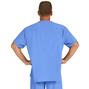 Medline Fifth ave Unisex Stretch Fabric V-Neck Scrub Top with 1 Pocket - Fifth ave Unisex V-Neck Scrub Top with 1 Pocket, Size L, Ceil Blue - 5910CBLL