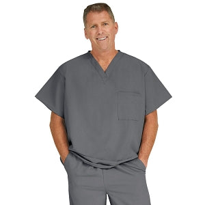 Medline Fifth ave Unisex Stretch Fabric V-Neck Scrub Top with 1 Pocket - Fifth ave Unisex V-Neck Scrub Top with 1 Pocket, Size M, Charcoal - 5910CHRM