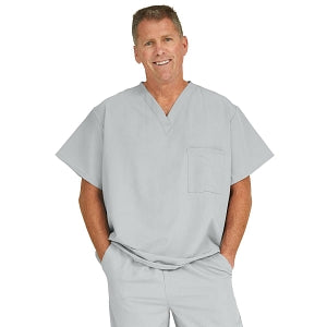 Medline Fifth ave Unisex Stretch Fabric V-Neck Scrub Top with 1 Pocket - Fifth ave Unisex V-Neck Scrub Top with 1 Pocket, Size 4XL, Light Gray - 5910GRY4XL