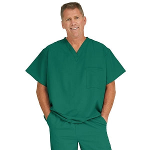 Medline Fifth ave Unisex Stretch Fabric V-Neck Scrub Top with 1 Pocket - Fifth ave Unisex V-Neck Scrub Top with 1 Pocket, Size 4XL, Hunter Green - 5910HTR4XL