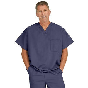 Medline Fifth ave Unisex Stretch Fabric V-Neck Scrub Top with 1 Pocket - Fifth ave Unisex V-Neck Scrub Top with 1 Pocket, Size 4XL, Navy - 5910NVY4XL