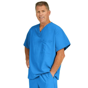 Medline Fifth ave Unisex Stretch Fabric V-Neck Scrub Top with 1 Pocket - Fifth ave Unisex V-Neck Scrub Top with 1 Pocket, Size 4XL, Royal Blue - 5910RYL4XL